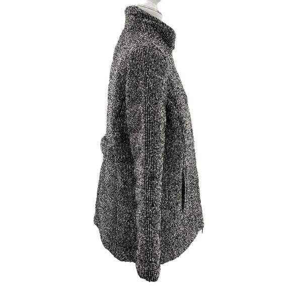 Chico's Black White Tweed Wool Blend Heavyweight Winter Outdoor Jacket Coat L - Picture 3 of 13